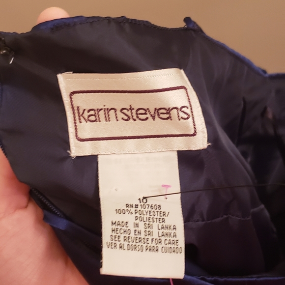 🦄Spaghetti Strap Blue Satin Formal Dress - Picture 3 of 3